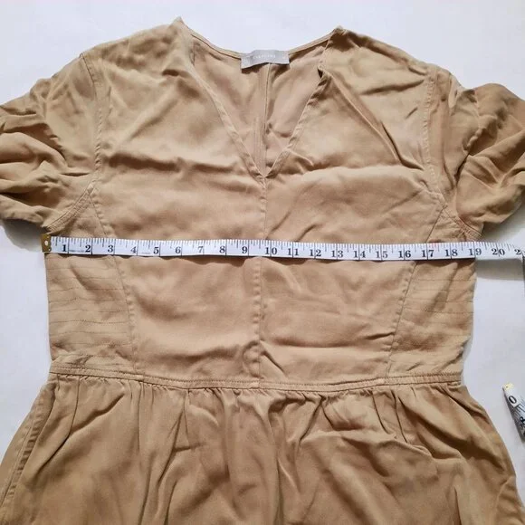 NWOT Everlane The TENCEL™ Puff-Sleeve Dress Tan (Cornstalk) - Size M - Picture 10 of 14
